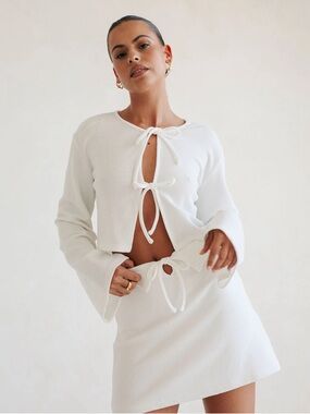 Sabo skirt Ribbed Top & Skirt Set - White